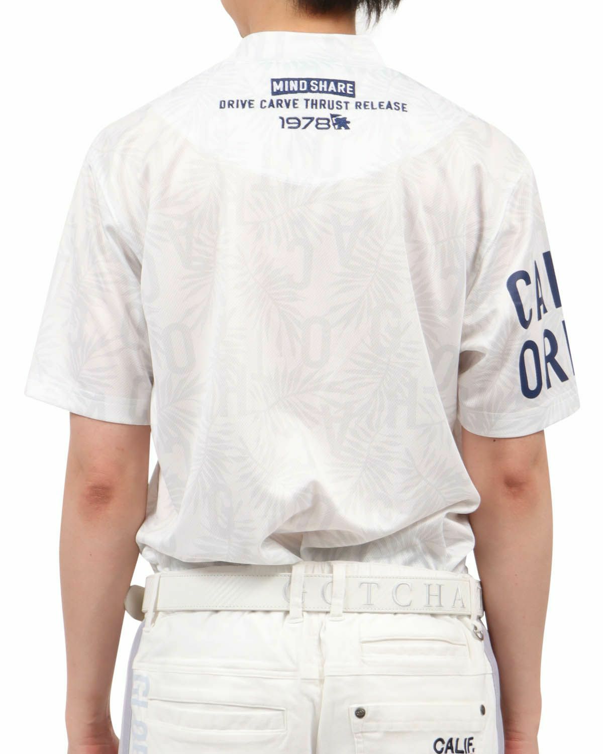 ホワイト：174cm62kg(Lサイズ着用)