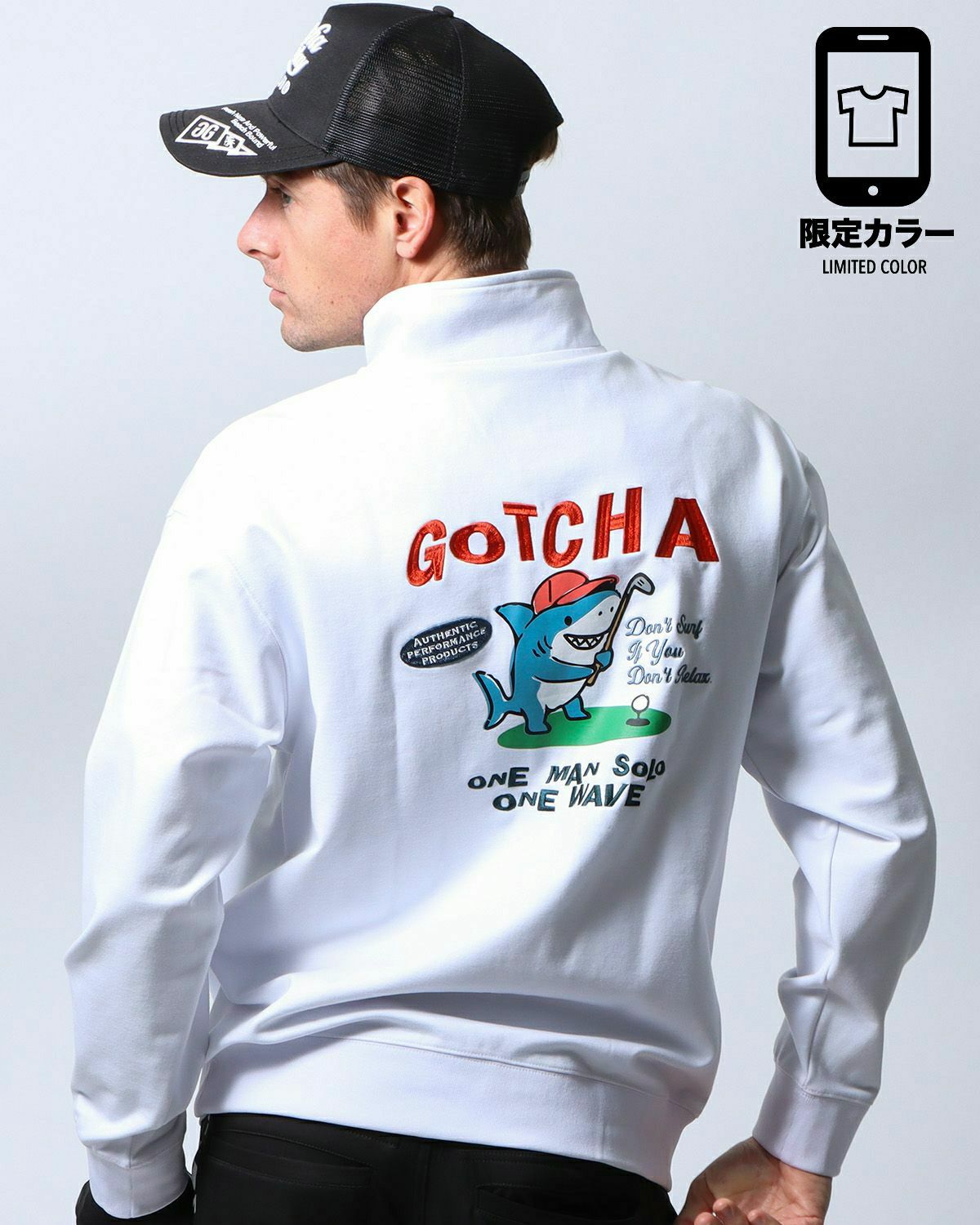 ホワイト：183cm/70kg(Lサイズ着用)