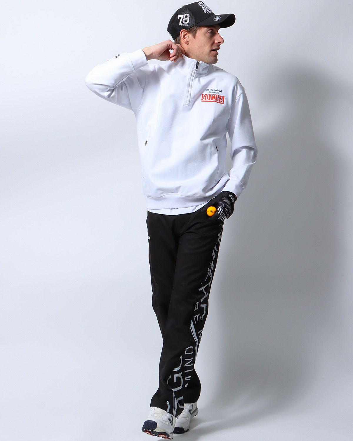 ホワイト：183cm/70kg(Lサイズ着用)