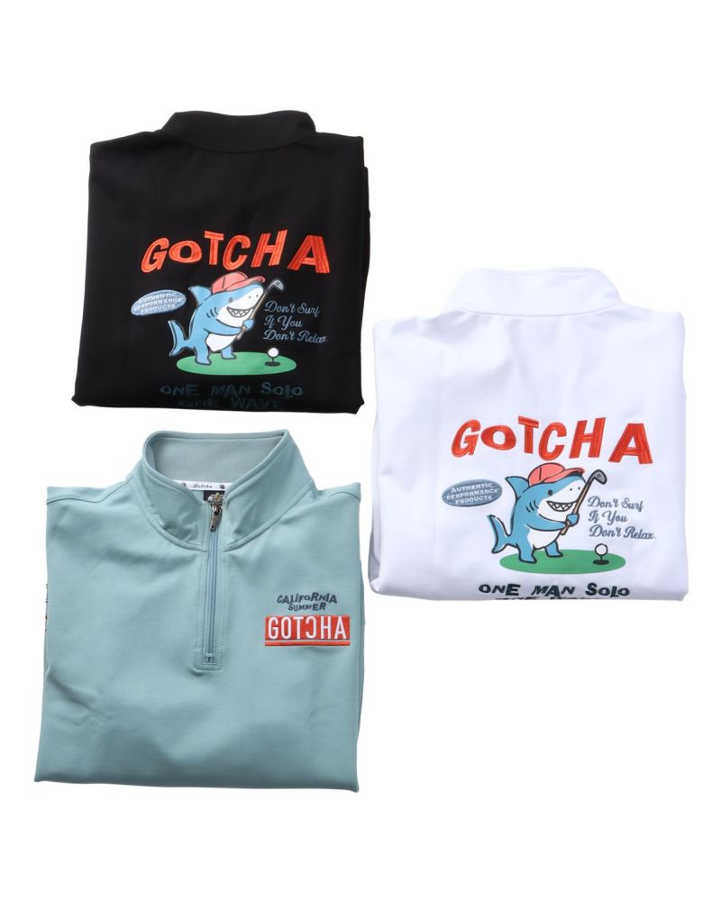 GOTCHA GOLF] ドローイングシャーク ハーフジップ ポンチ トレーナー