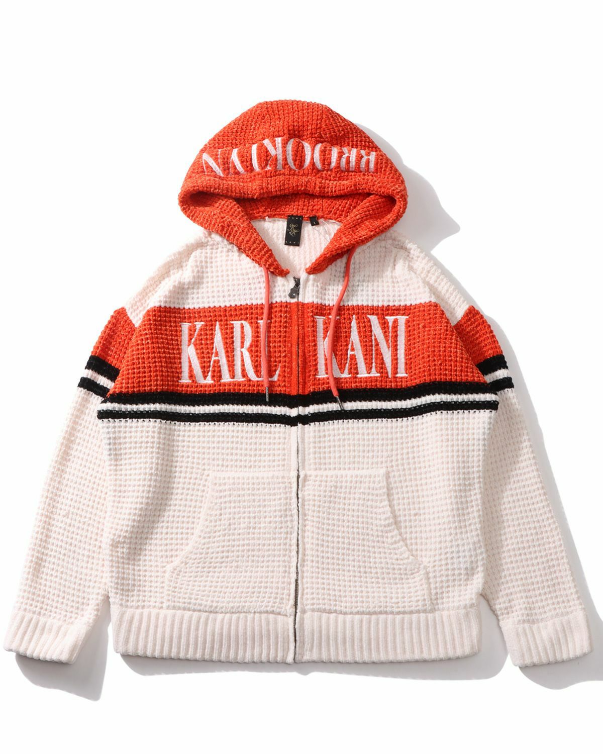 静電気防止 カラー切替 ニット フルジップ パーカー