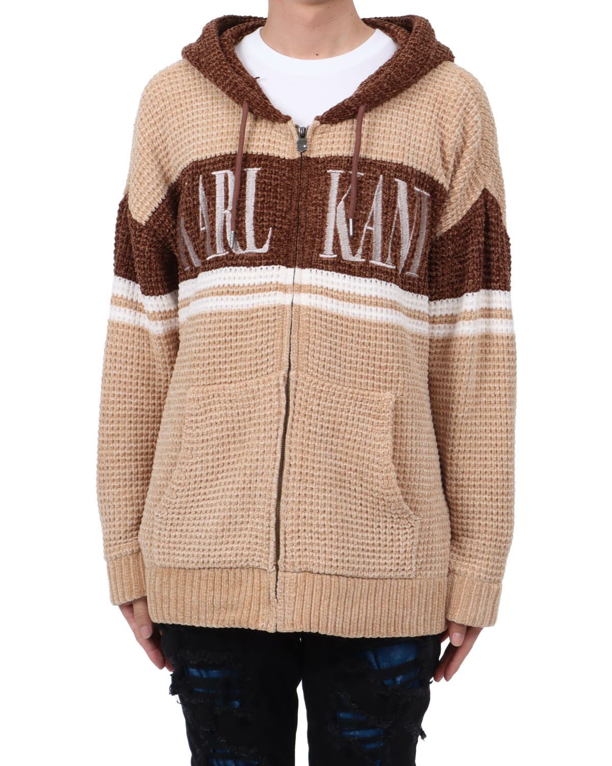 ベージュ：174cm62kg(XLサイズ着用)