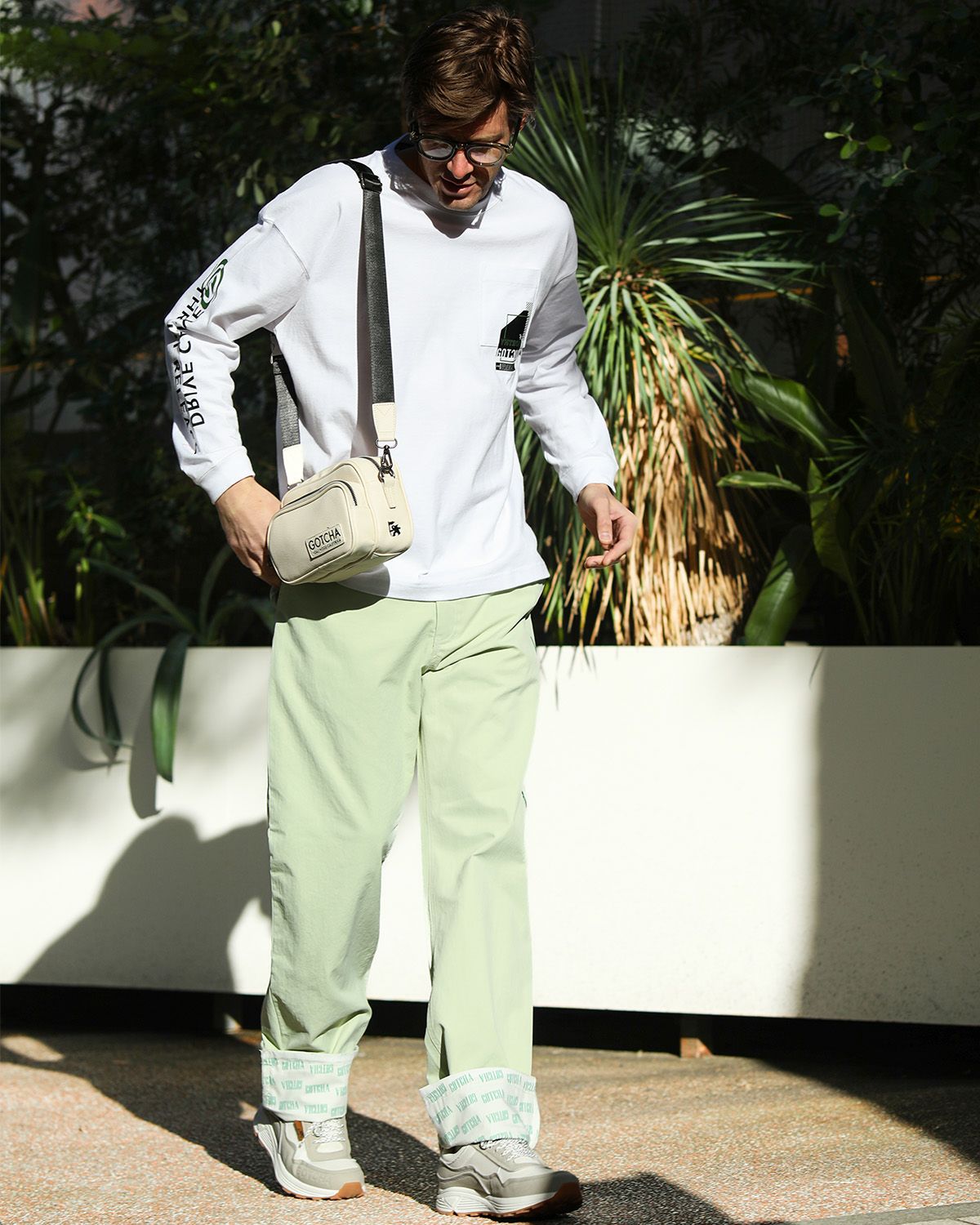 ミントグリーン：183cm/70kg(Lサイズ着用)