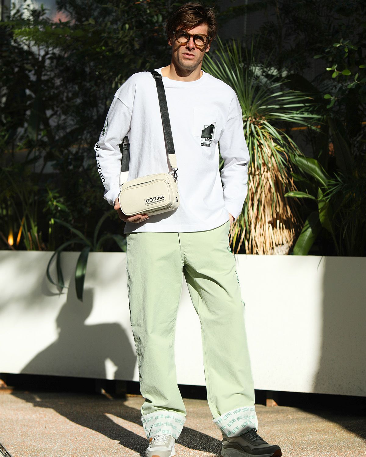 ミントグリーン：183cm/70kg(Lサイズ着用)