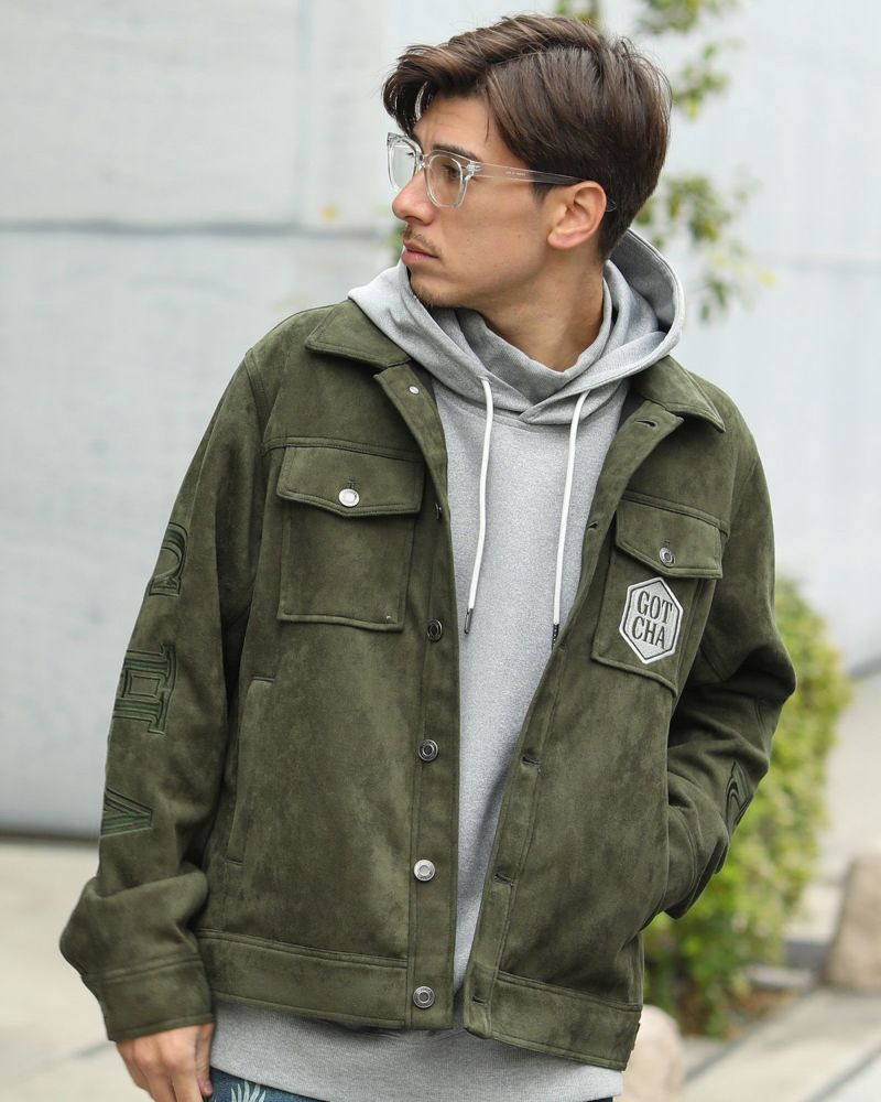 GOTCHA] フード脱着 アームインパクト フェイクスウェード ジャケット