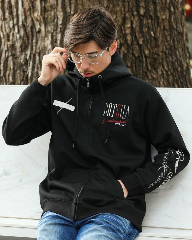 グラデ メタリック ダンボール ニット ジップパーカー