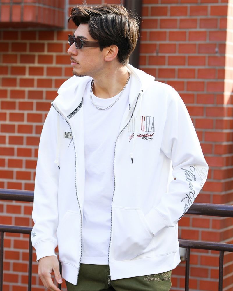 ホワイト：180cm/70kg(Lサイズ着用)