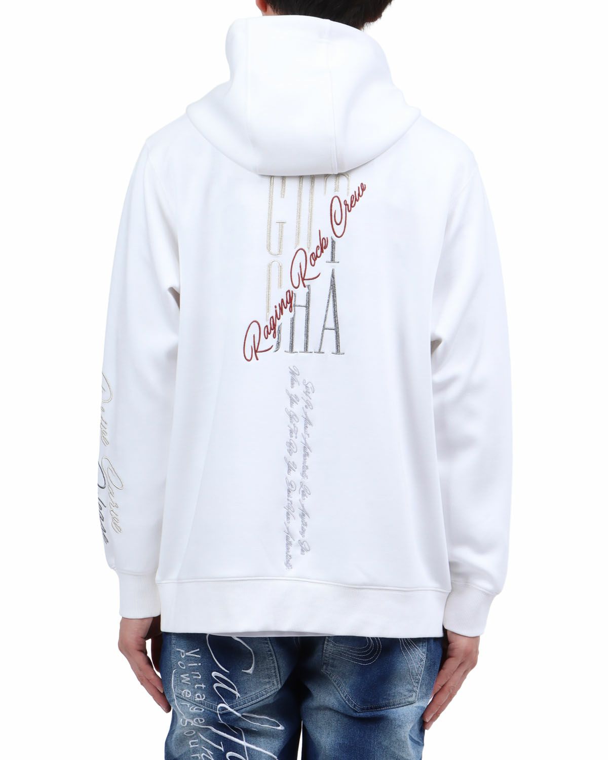 ホワイト：174cm62kg(Lサイズ着用)