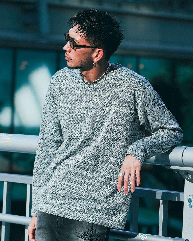 MCD] ジオメトリック ジャカード Vネック ロンT | PEET ONLINE STORE