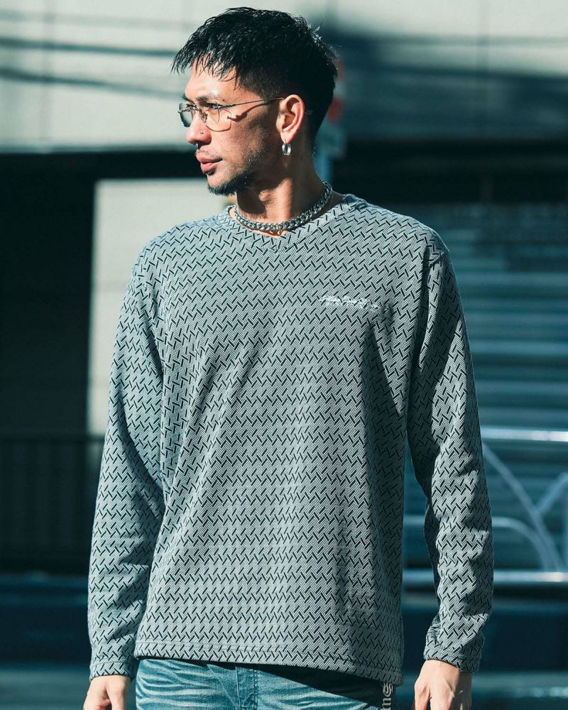 MCD] ジオメトリック ジャカード Vネック ロンT | PEET ONLINE STORE