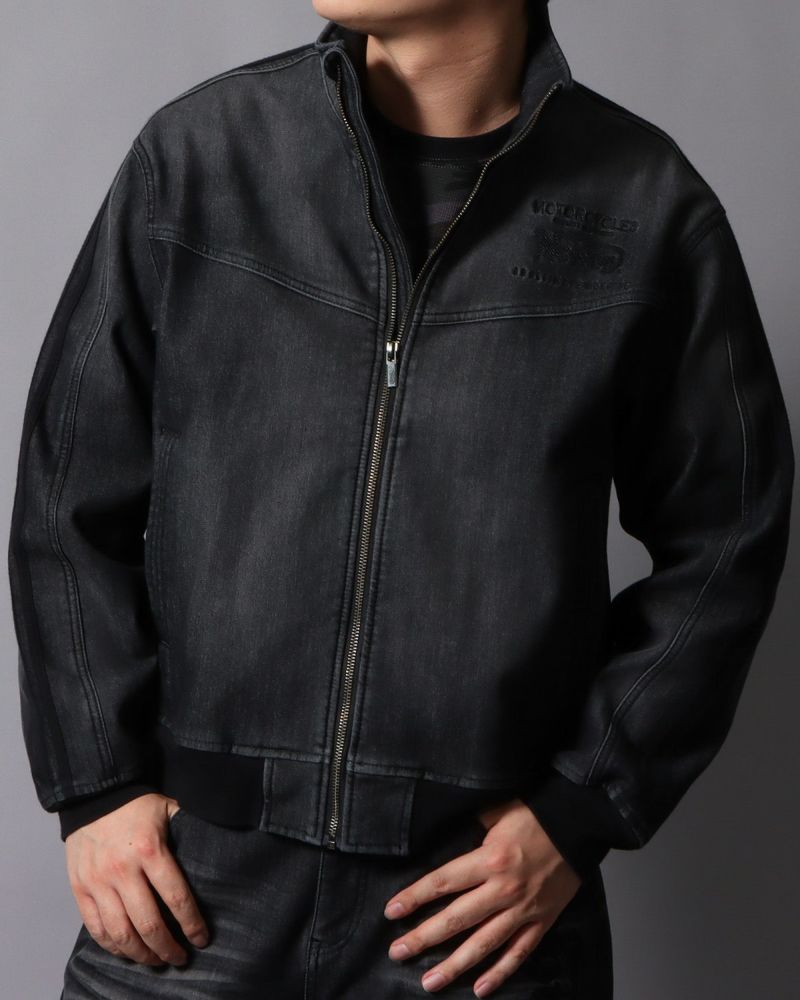 Norton] 防風 ストレッチ スタンドネック 畝刺繍 デニムジャケット