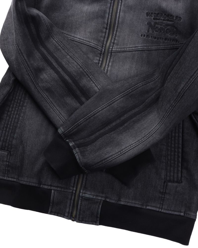 Norton] 防風 ストレッチ スタンドネック 畝刺繍 デニムジャケット