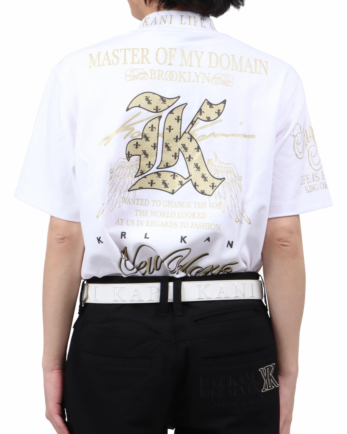 ホワイト：173cm63kg(Lサイズ着用)