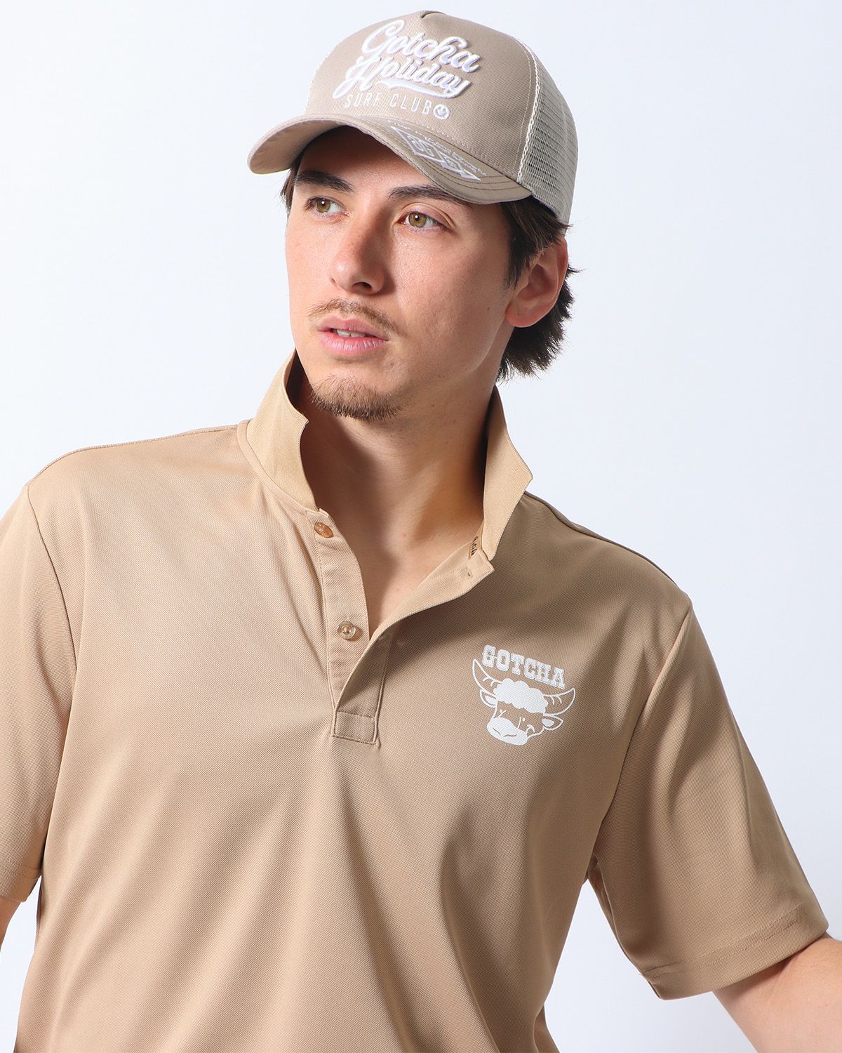 ベージュ：180cm/70kg(Lサイズ着用)