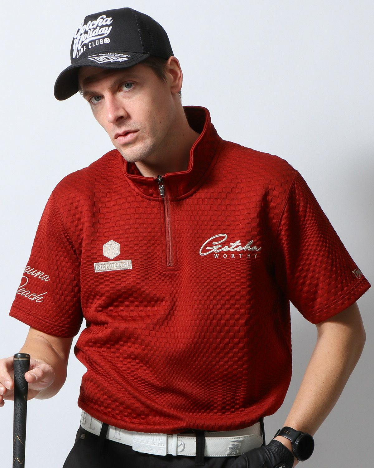 ダークレッド：183cm/70kg(Lサイズ着用)