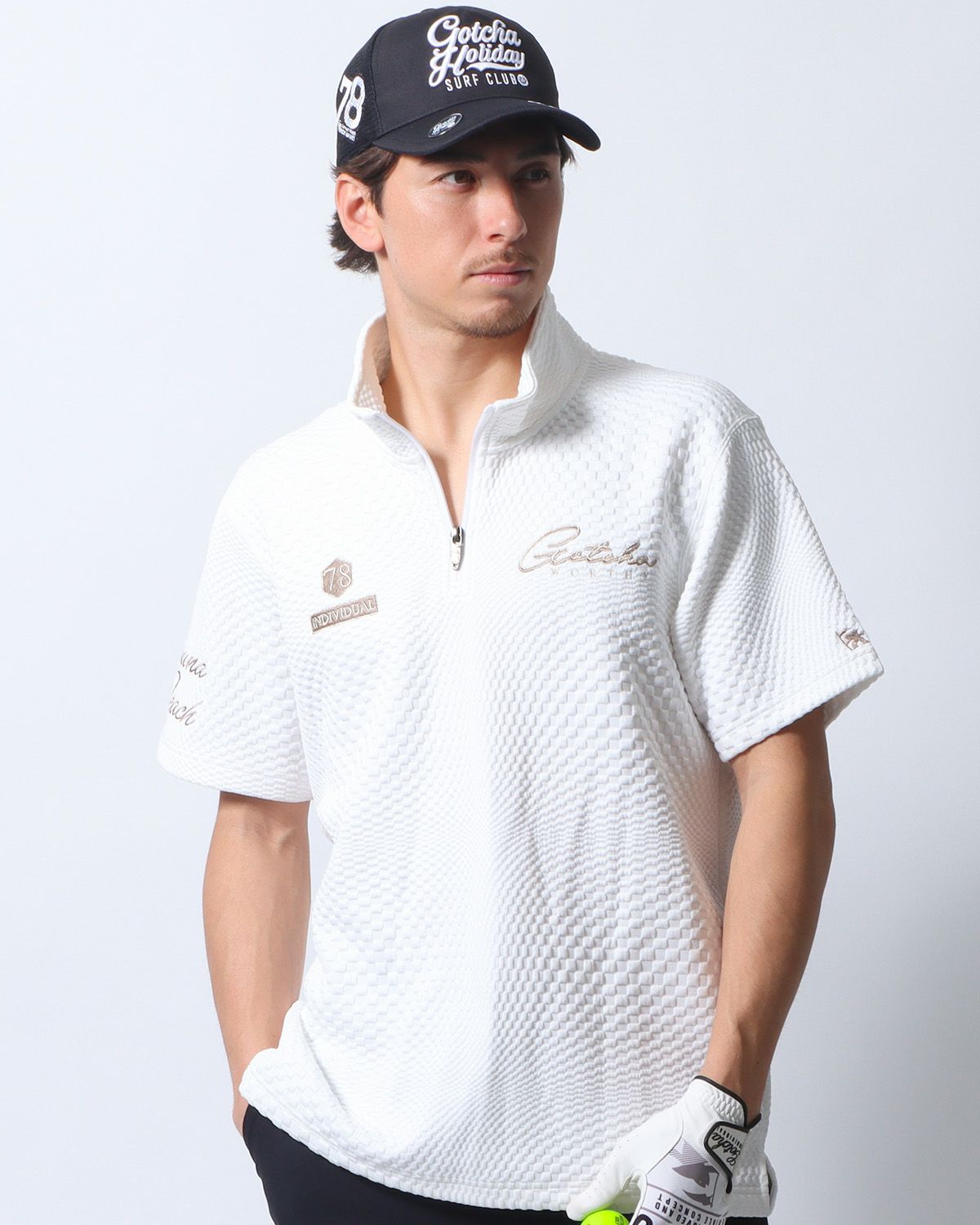 ホワイト：180cm/70kg(Lサイズ着用)