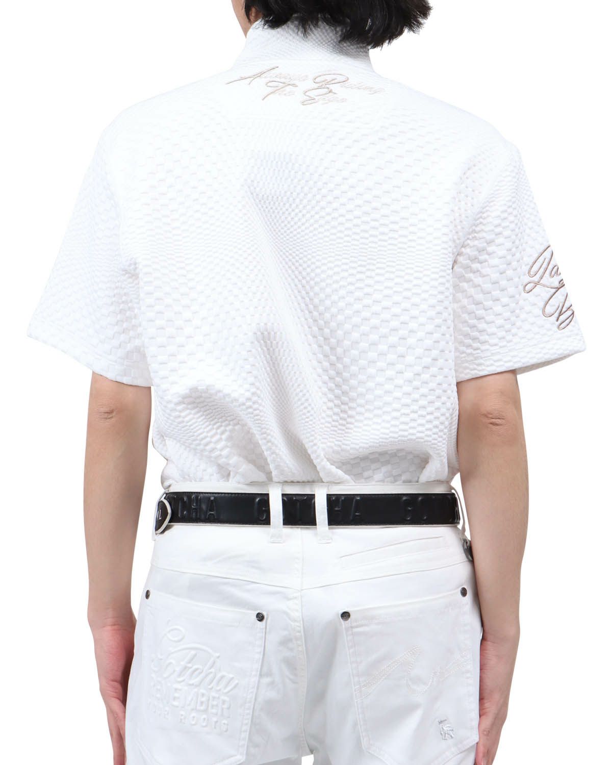 ホワイト：173cm63kg(Lサイズ着用)