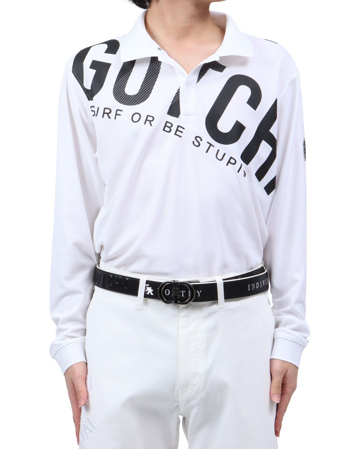 ホワイト：173cm63kg(Lサイズ着用)