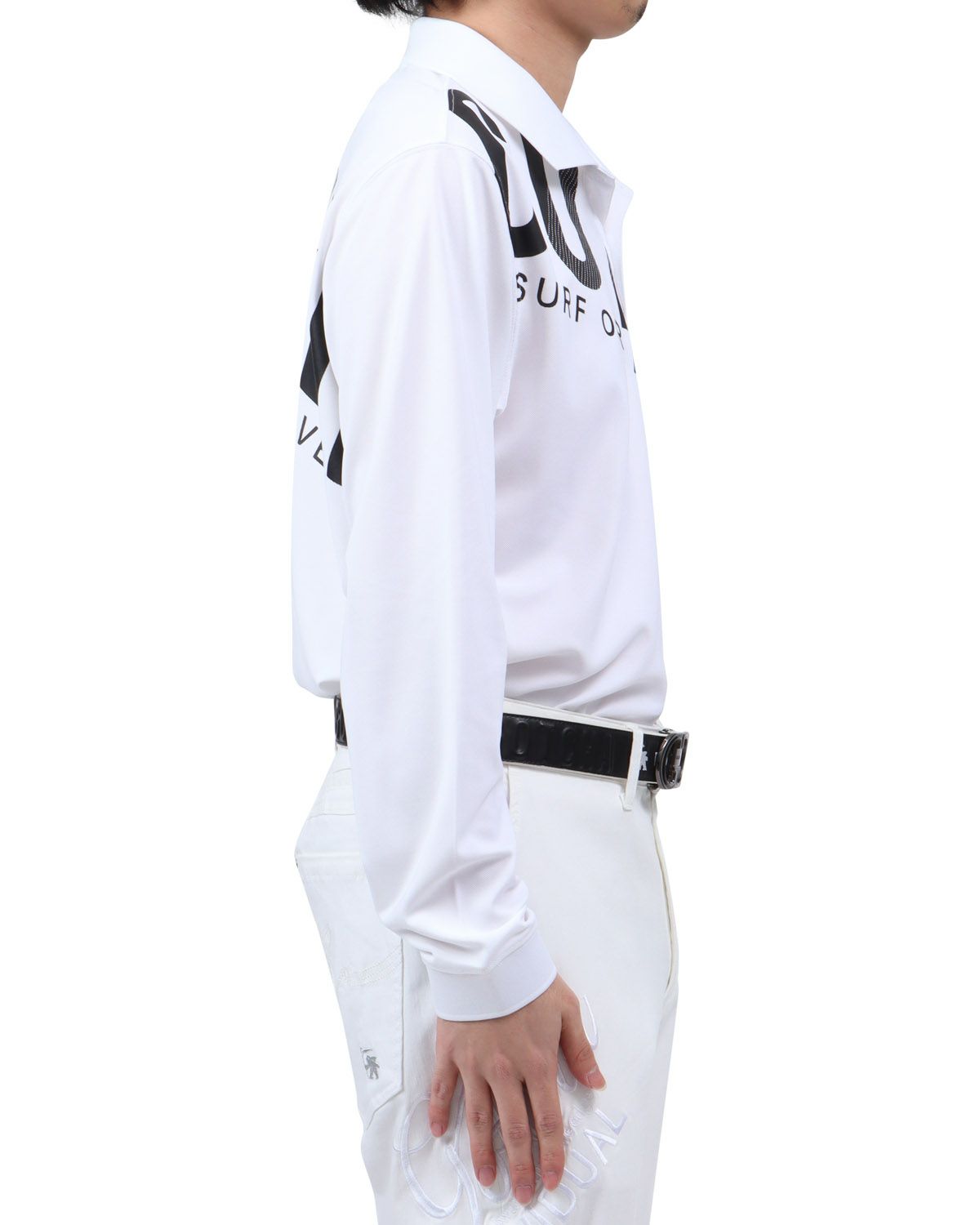 ホワイト：173cm63kg(Lサイズ着用)