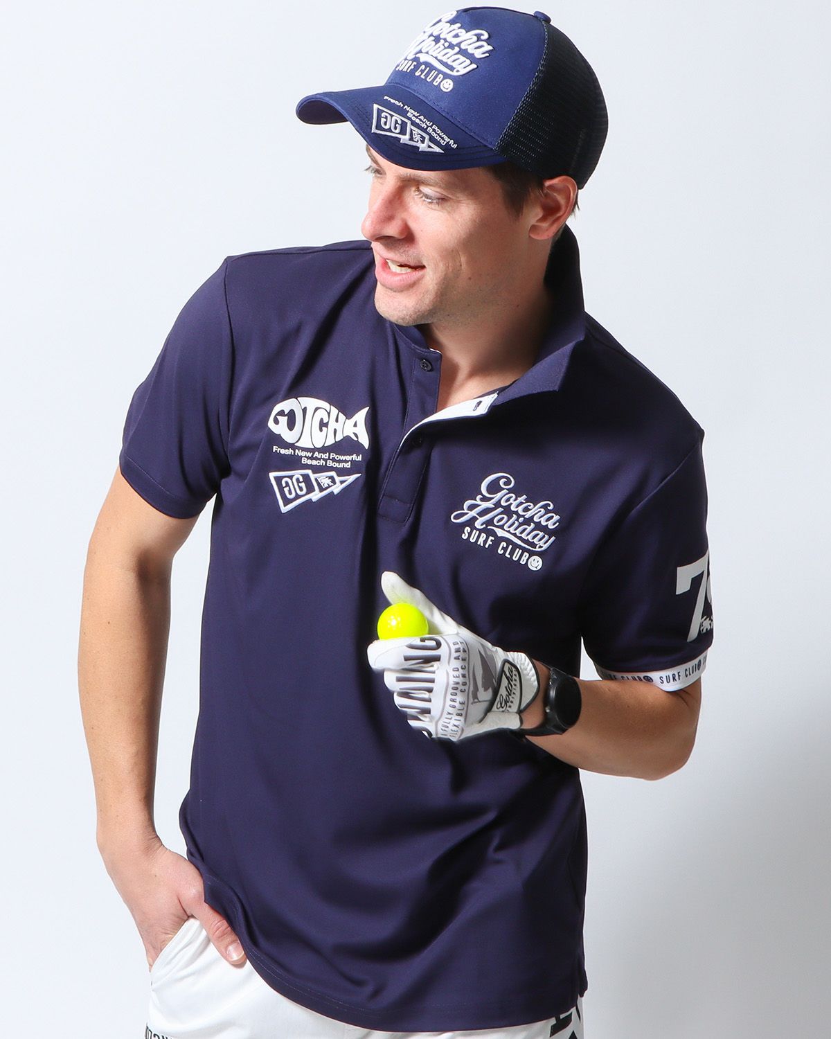 ネイビー：183cm/70kg(Lサイズ着用)