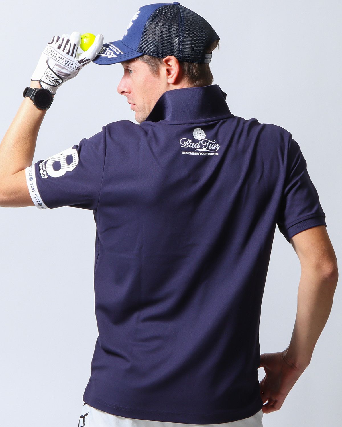 ネイビー：183cm/70kg(Lサイズ着用)