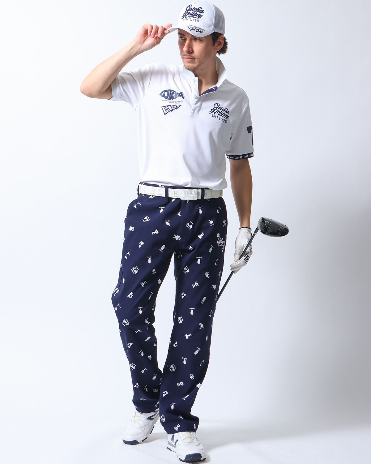 ホワイト：180cm/70kg(Lサイズ着用)