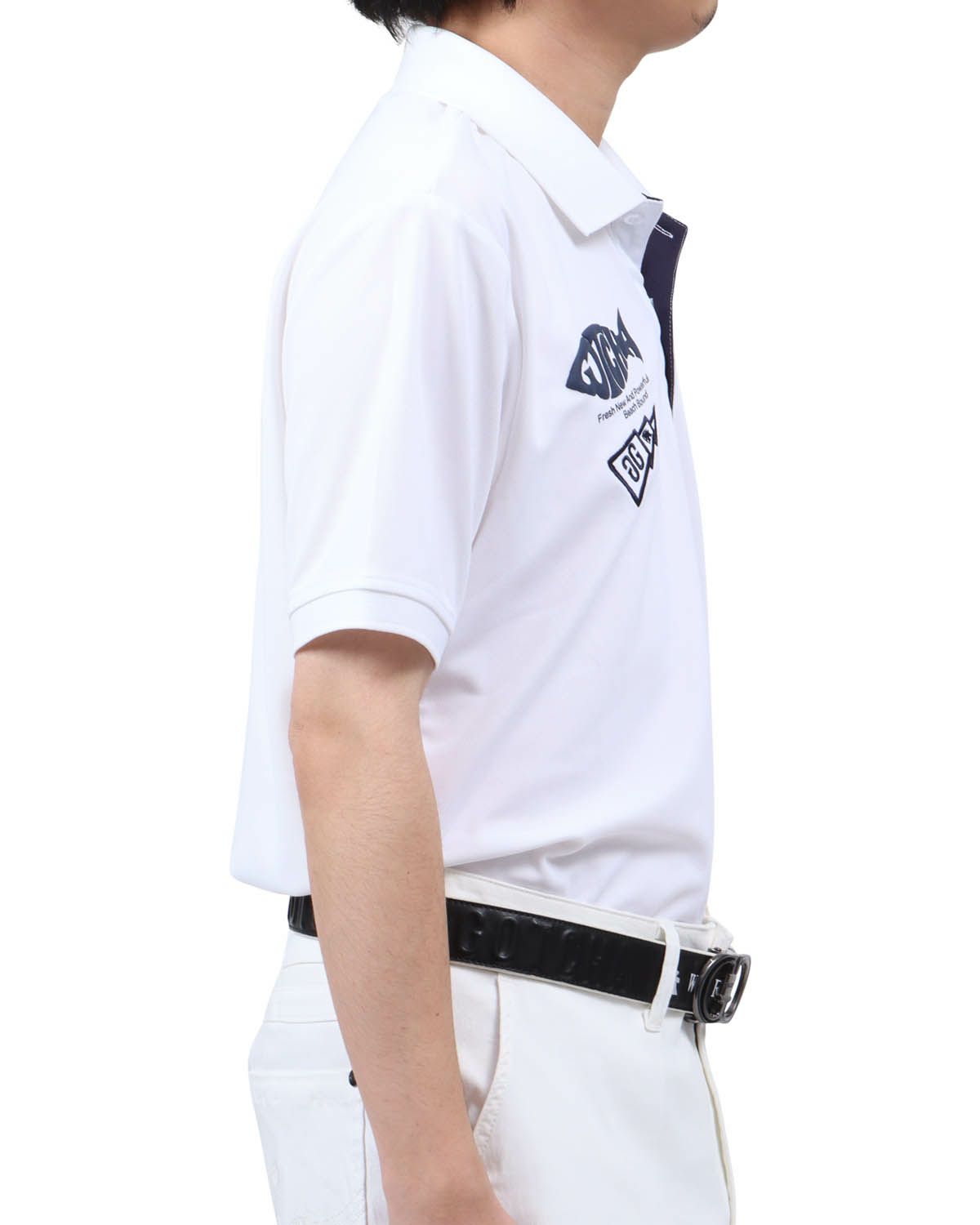 ホワイト：173cm63kg(Lサイズ着用)