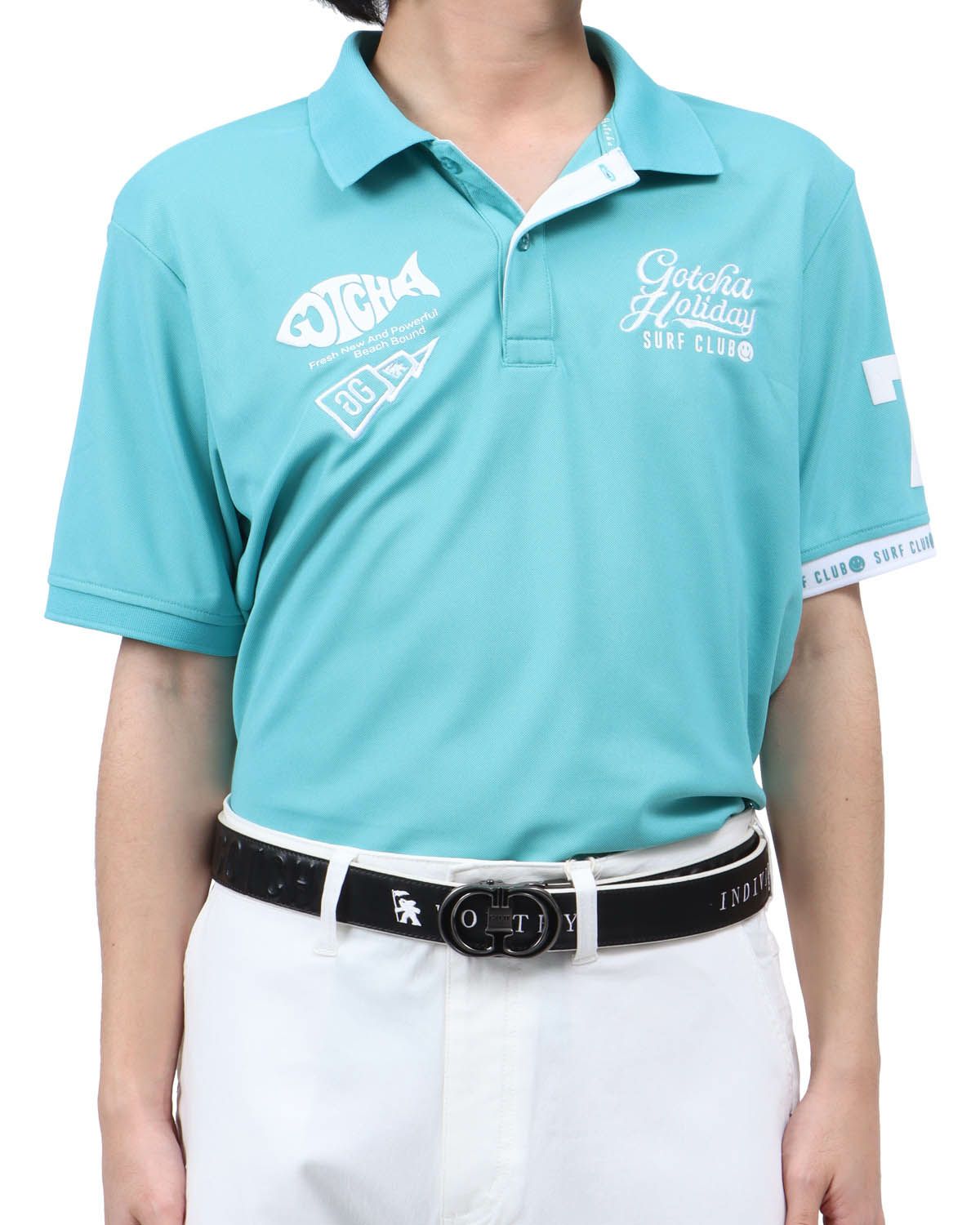 ターコイズ：173cm63kg(Lサイズ着用)