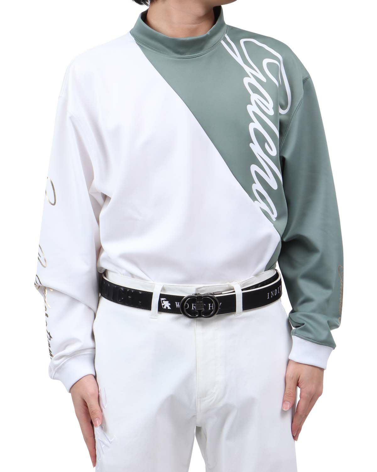 ホワイト：173cm63kg(Lサイズ着用)