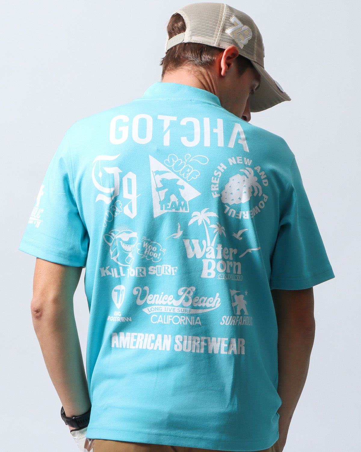 ライトブルー：183cm/70kg(Lサイズ着用)