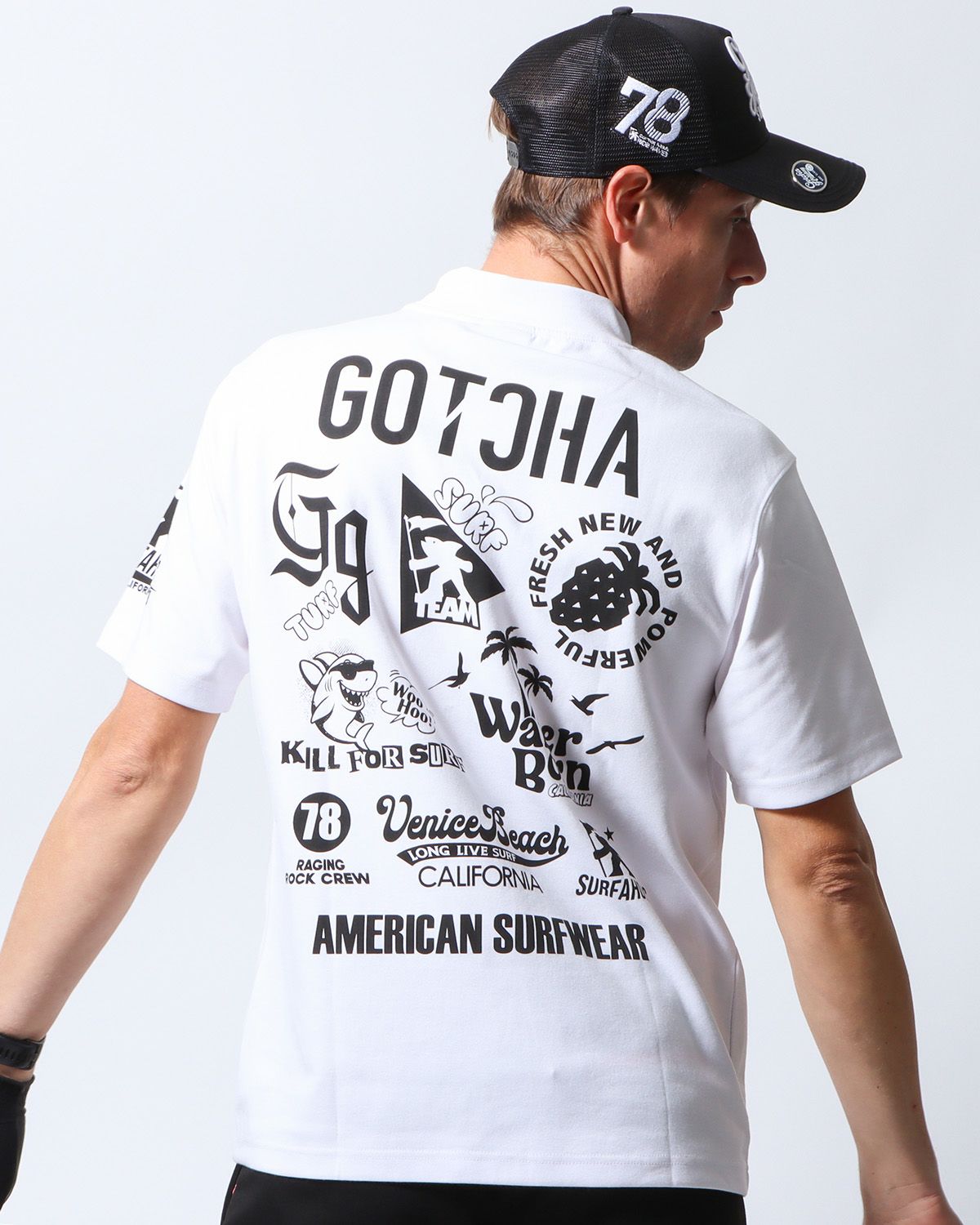 ホワイト：183cm/70kg(Lサイズ着用)