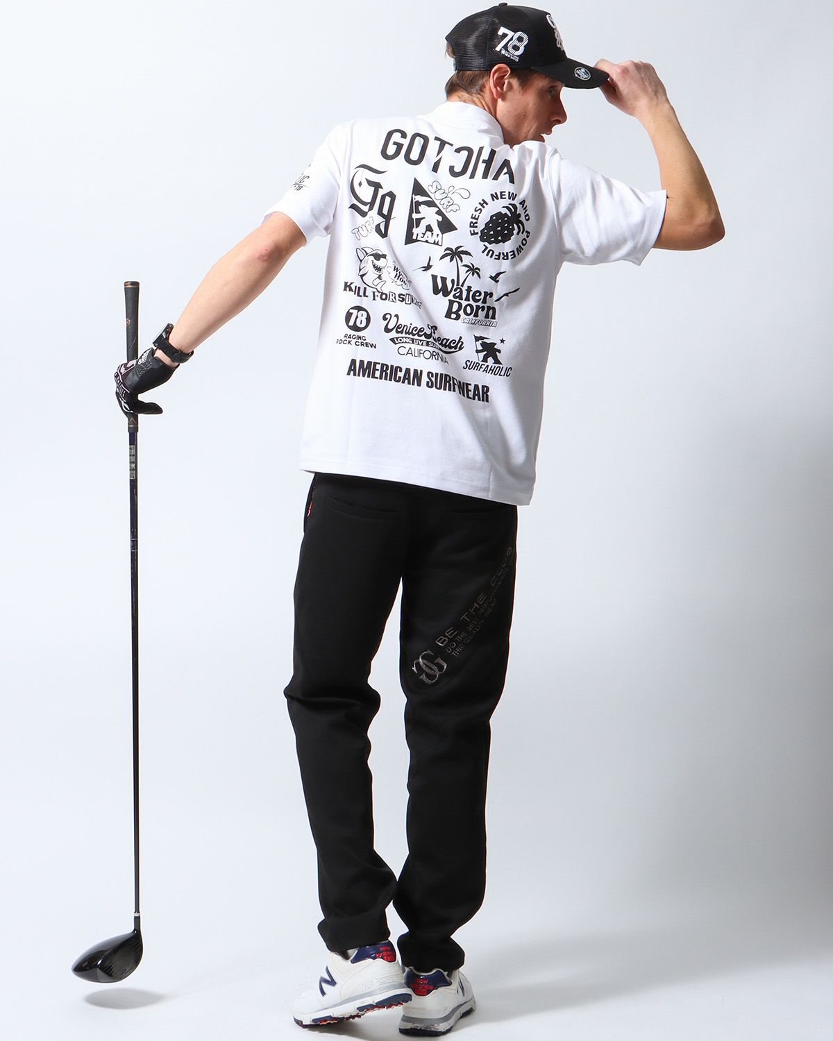 ホワイト：183cm/70kg(Lサイズ着用)