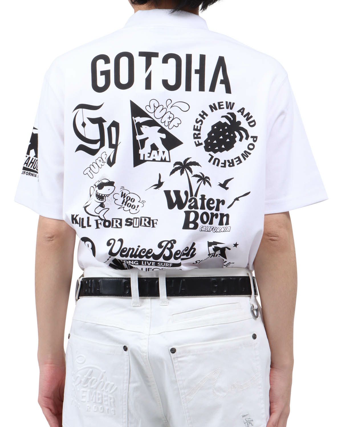 ホワイト：173cm63kg(Lサイズ着用)