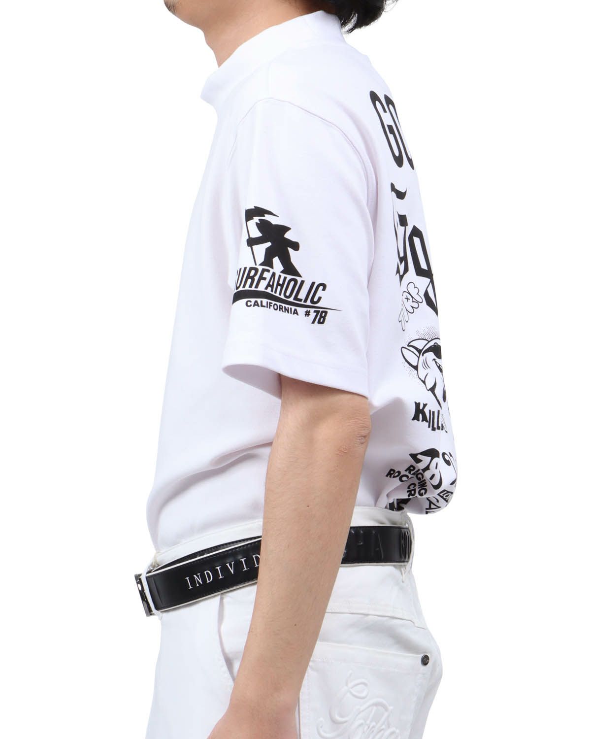 ホワイト：173cm63kg(Lサイズ着用)