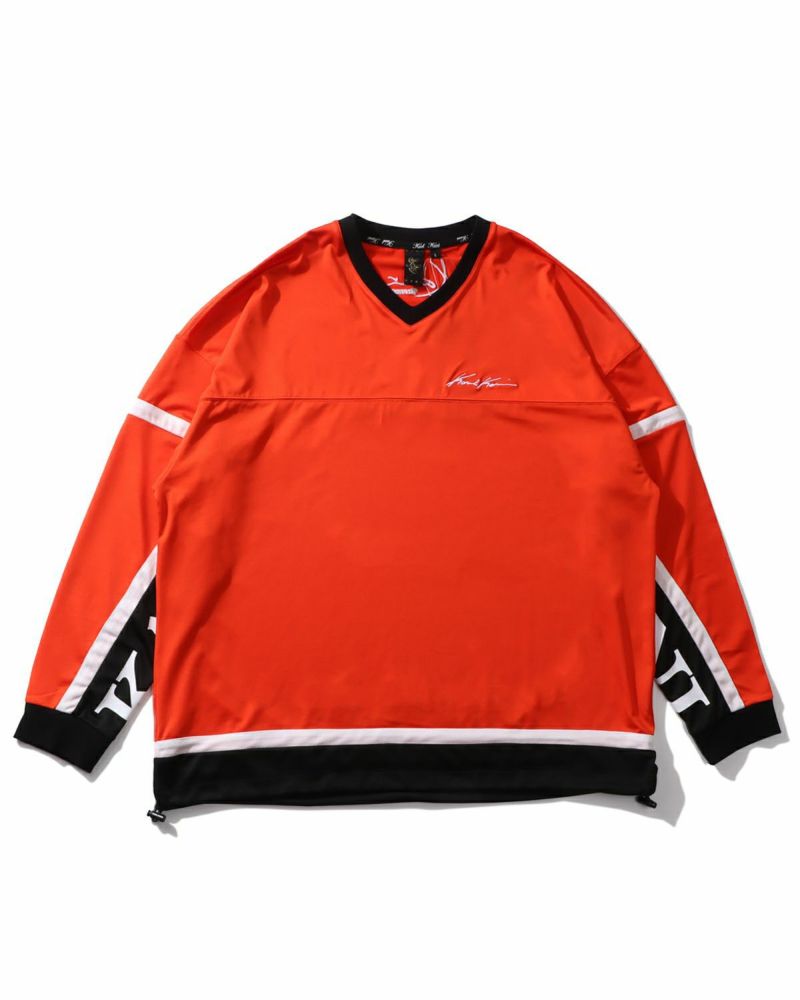 トリオカラー メッシュ Vネック ロンT