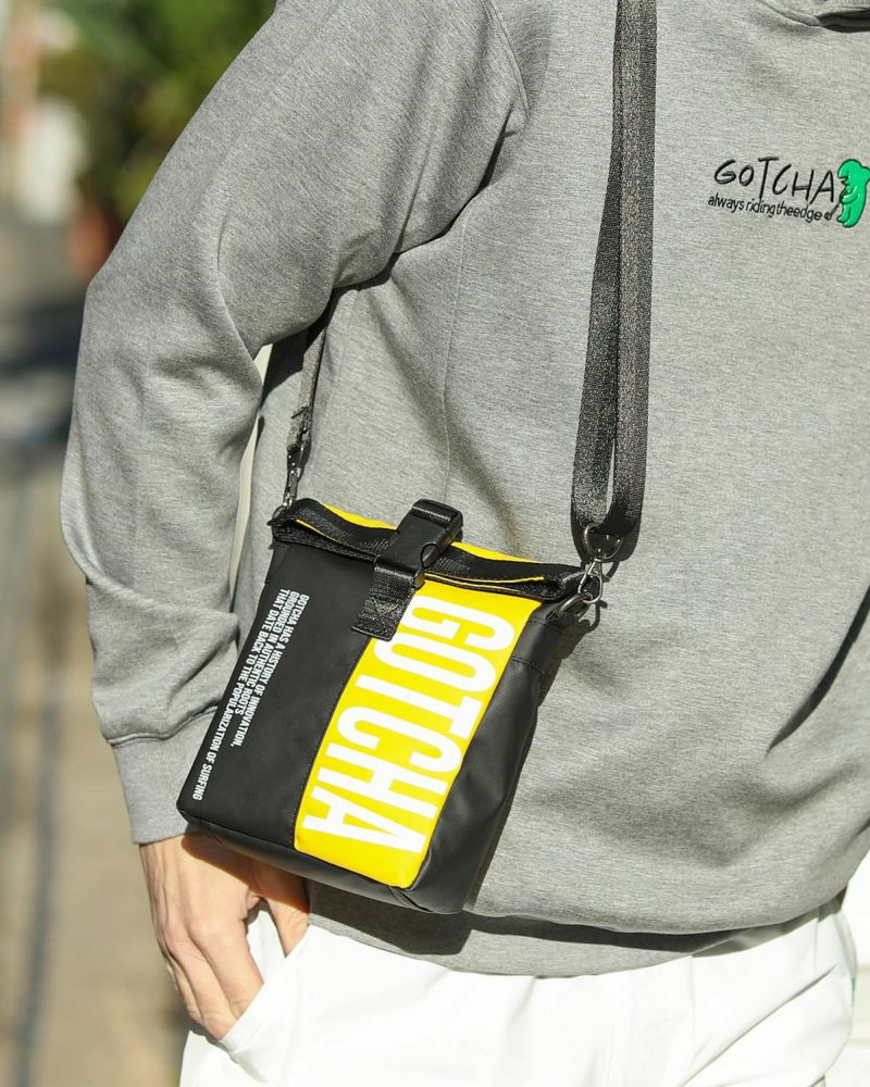 撥水 バイカラー ロールトップ ミニ ショルダーバッグ