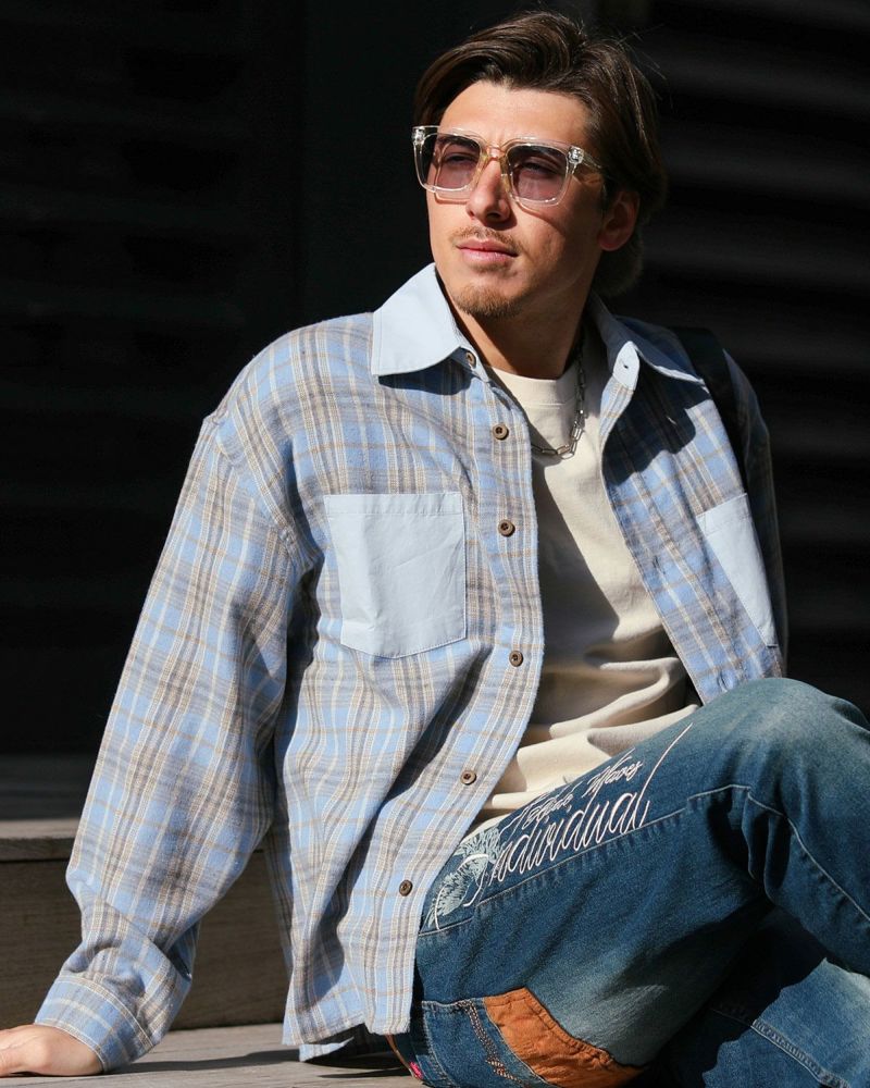 オンブレチェック シャツ