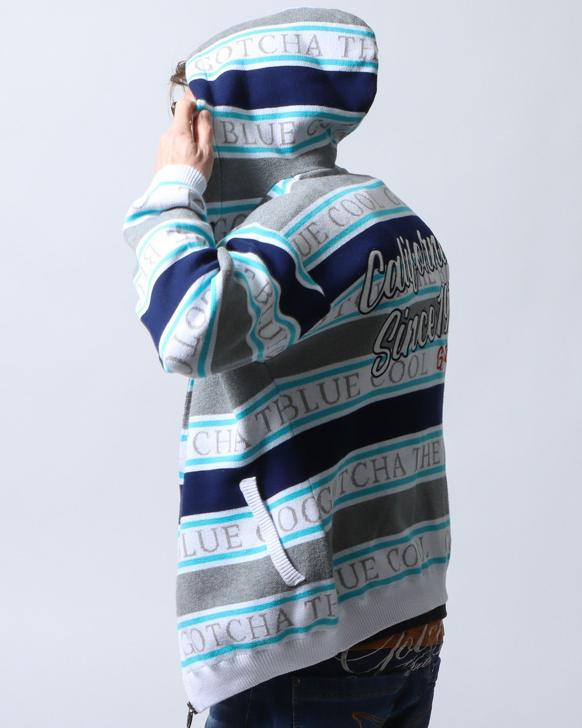 ネイビー：183cm/70kg(Lサイズ着用)