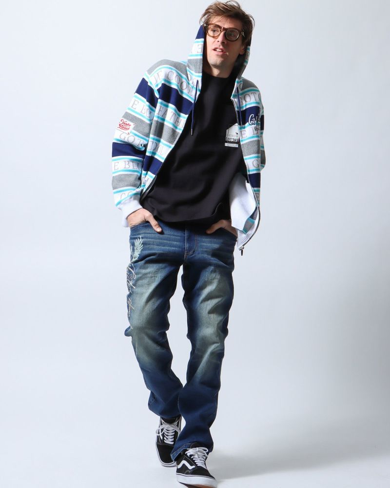 ネイビー：183cm/70kg(Lサイズ着用)