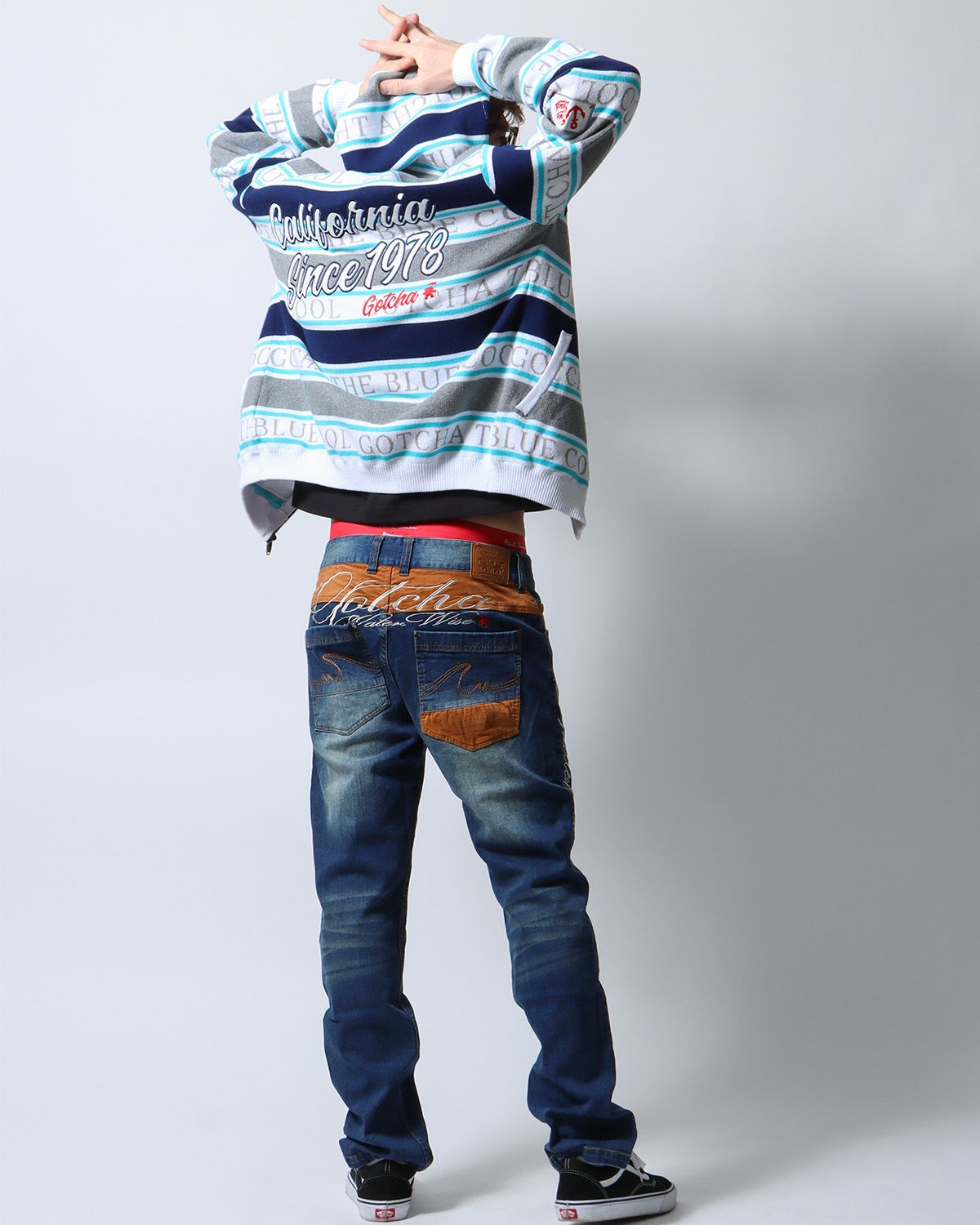 ネイビー：183cm/70kg(Lサイズ着用)