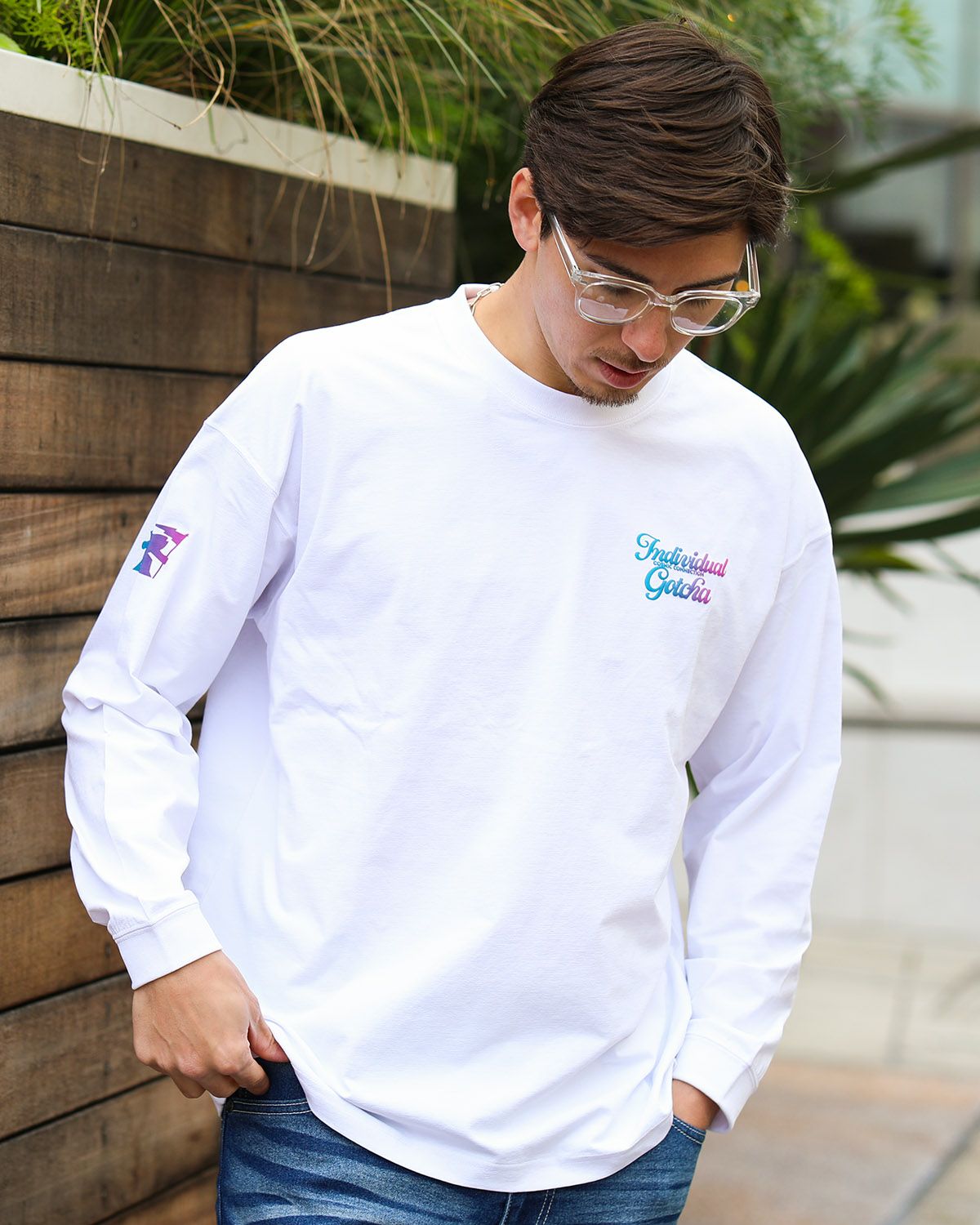 ホワイト：180cm/70kg(Lサイズ着用)