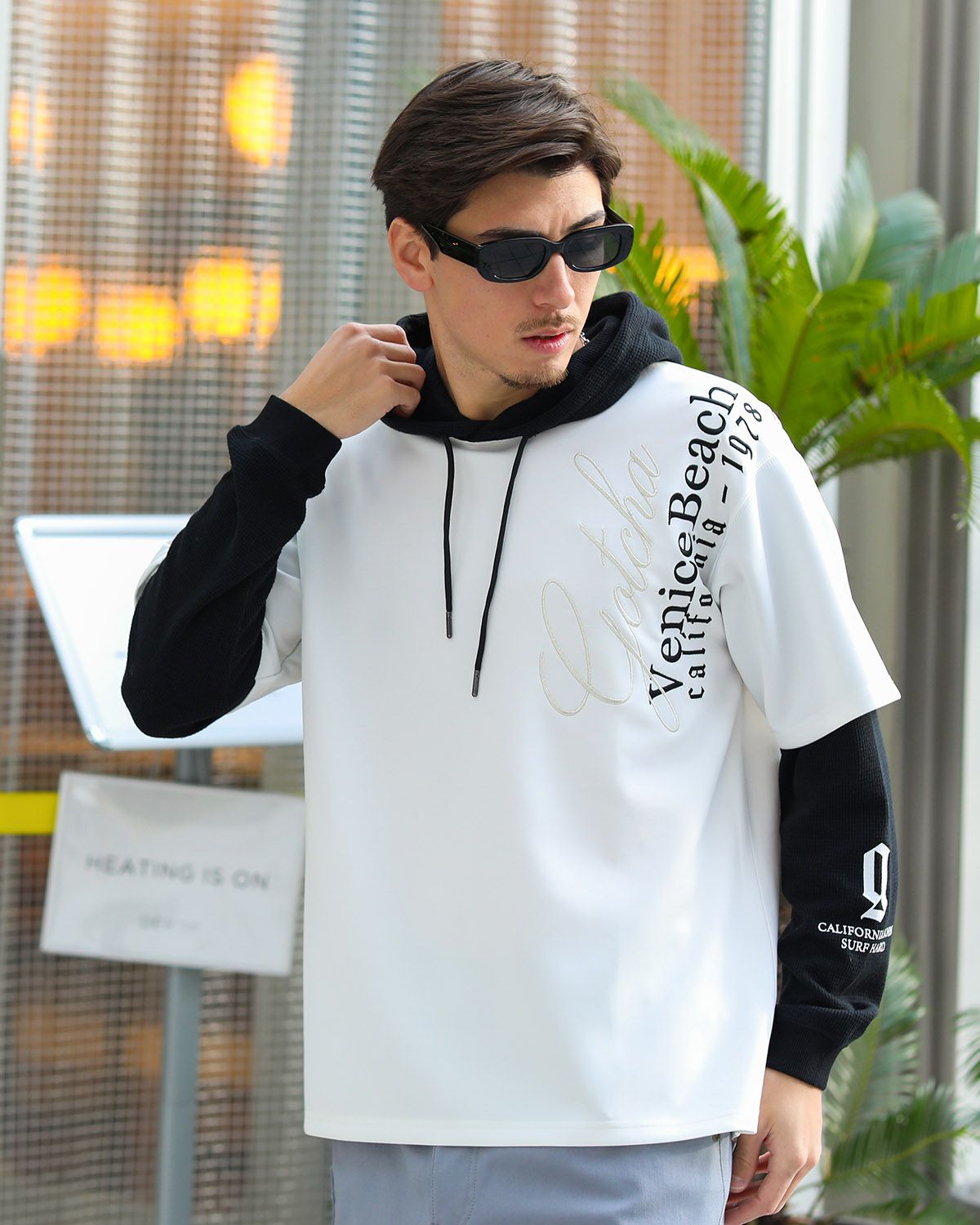 ホワイト：180cm/70kg(Lサイズ着用)