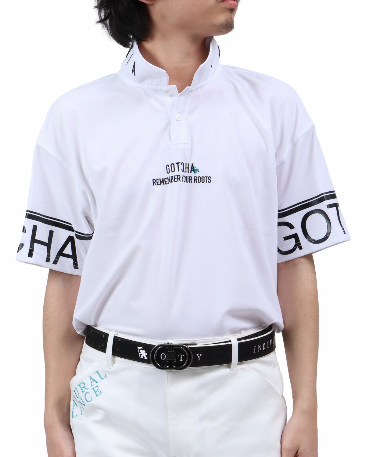 ホワイト：173cm63kg(Lサイズ着用)