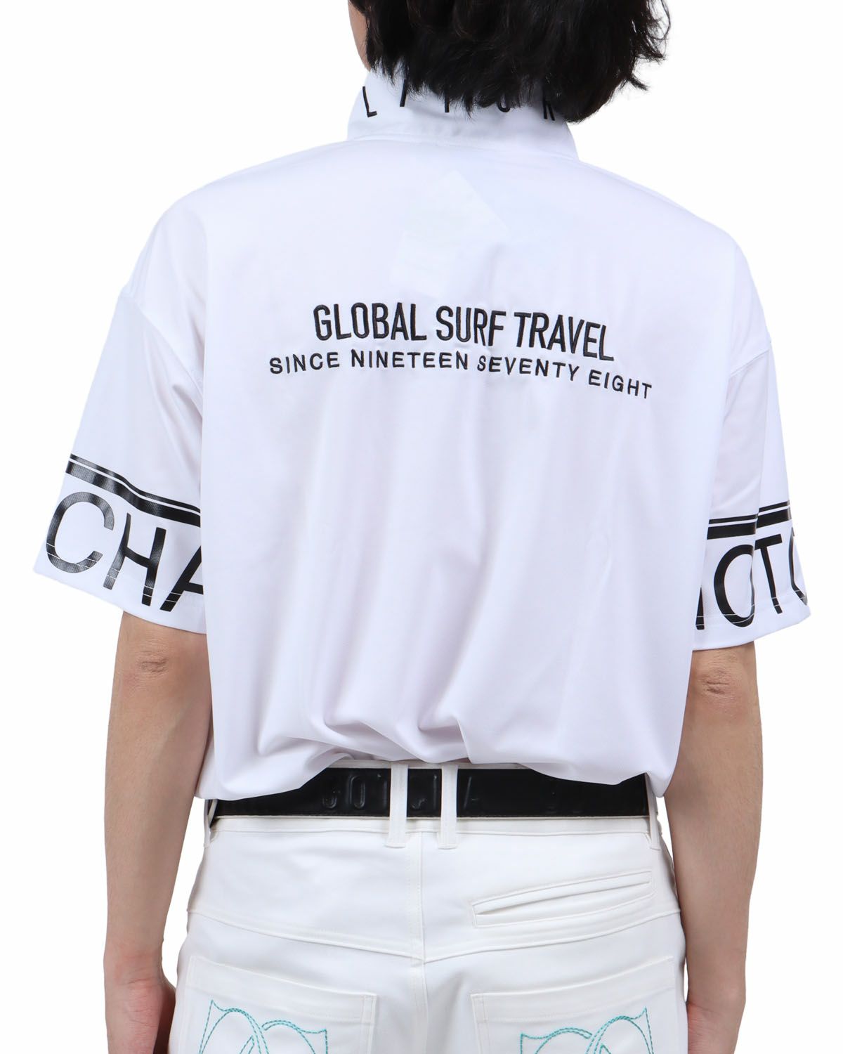 ホワイト：173cm63kg(Lサイズ着用)