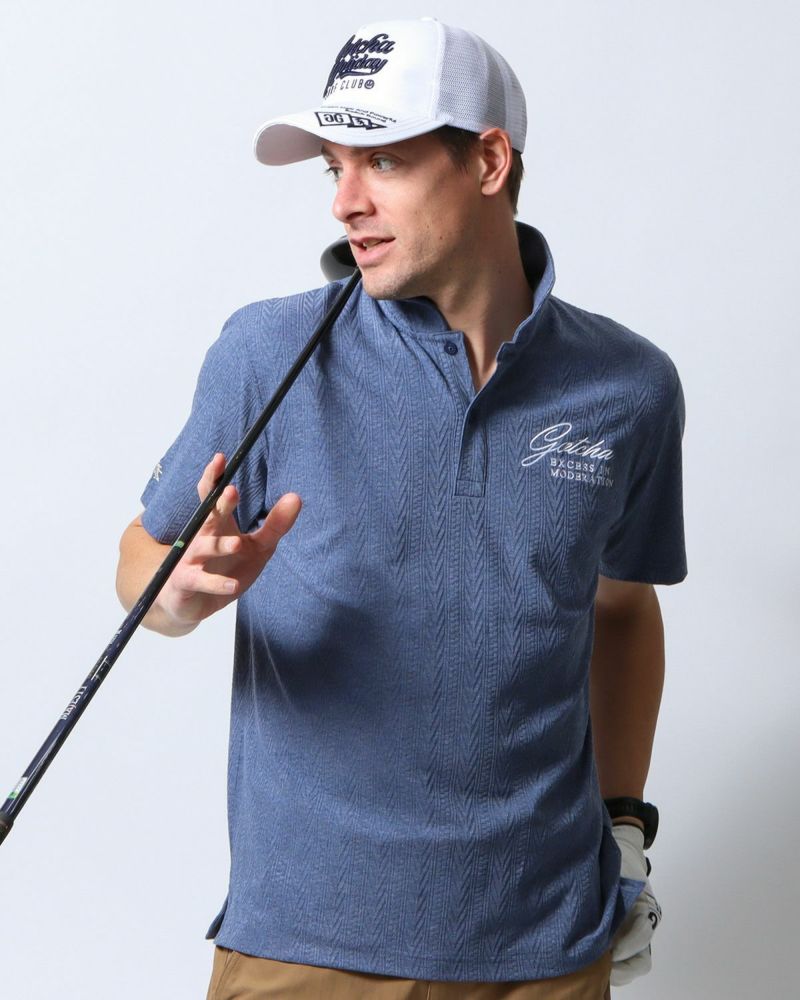 抗菌防臭 ダイヤ ブリスター ジャカード ポロ