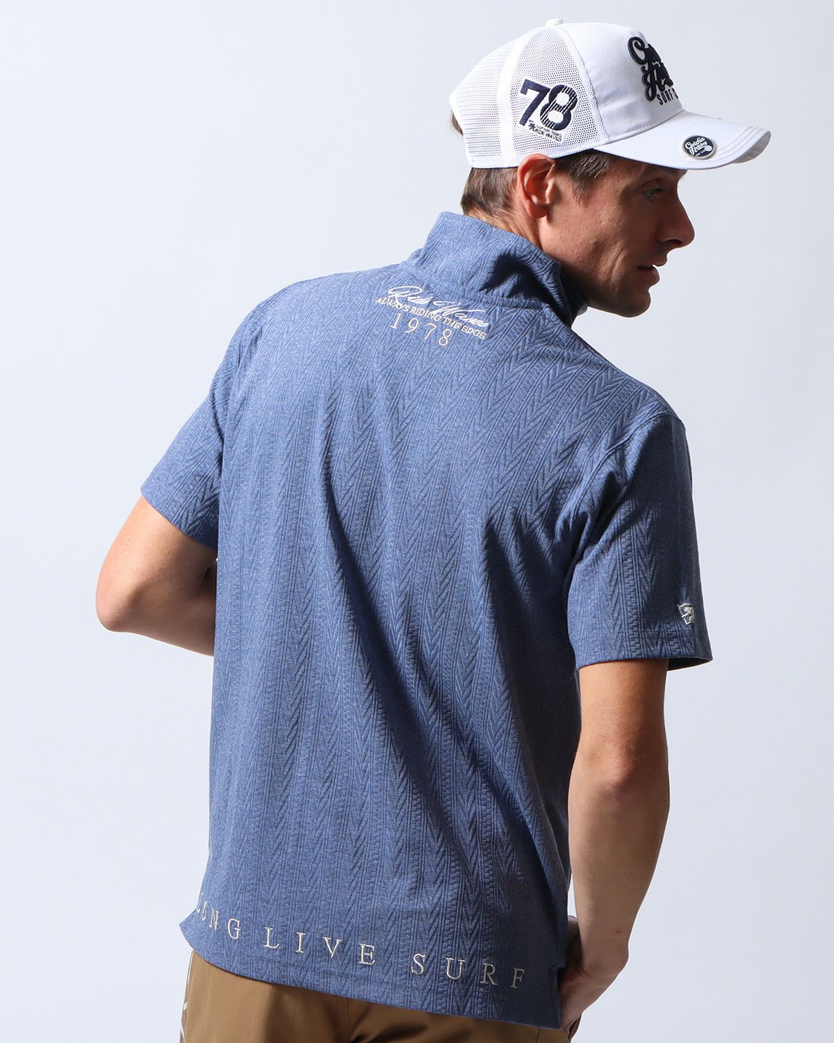 ネイビー：183cm/70kg(Lサイズ着用)