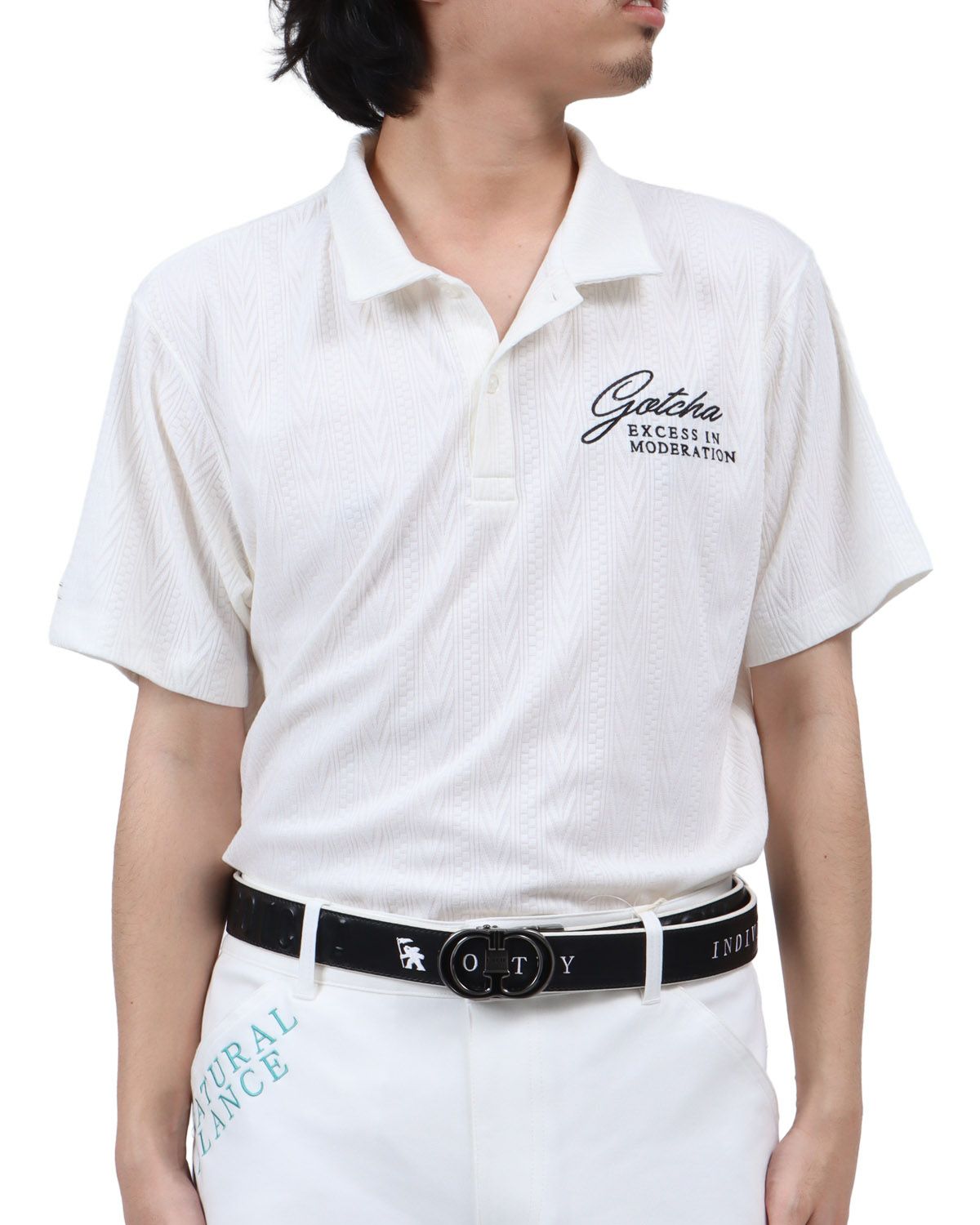 ホワイト：173cm63kg(Lサイズ着用)