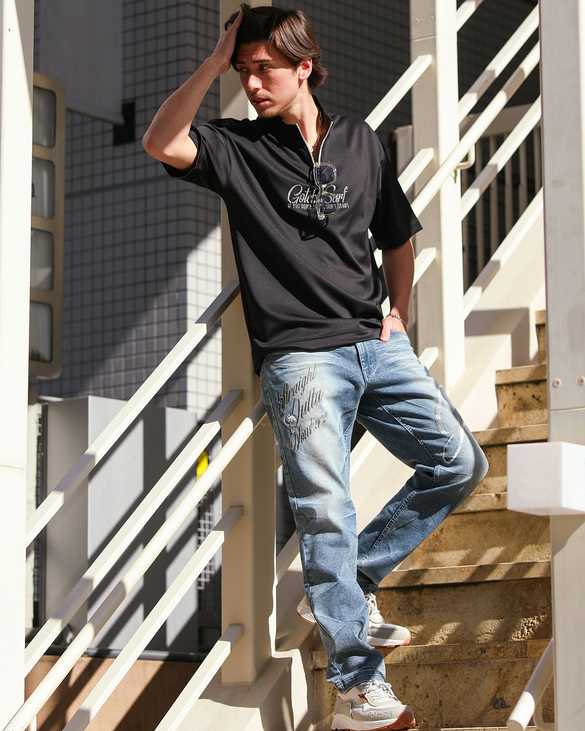 ブラック：180cm/70kg(Lサイズ着用)