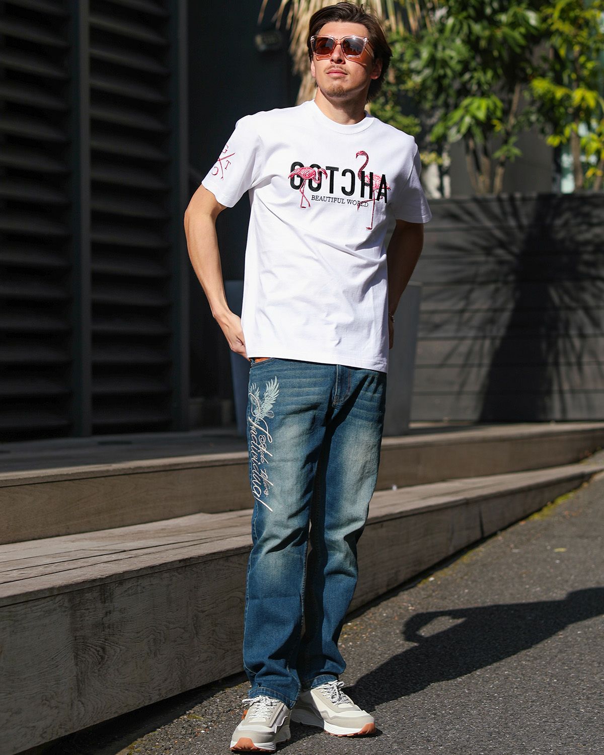 ホワイト：180cm/70kg(Lサイズ着用)