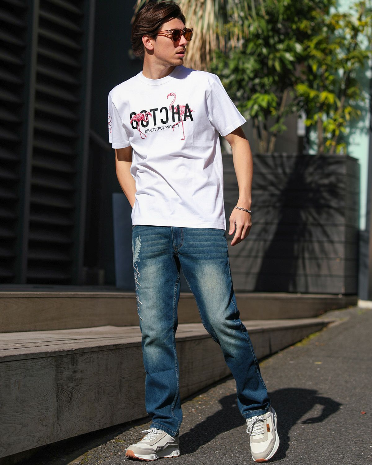 ホワイト：180cm/70kg(Lサイズ着用)